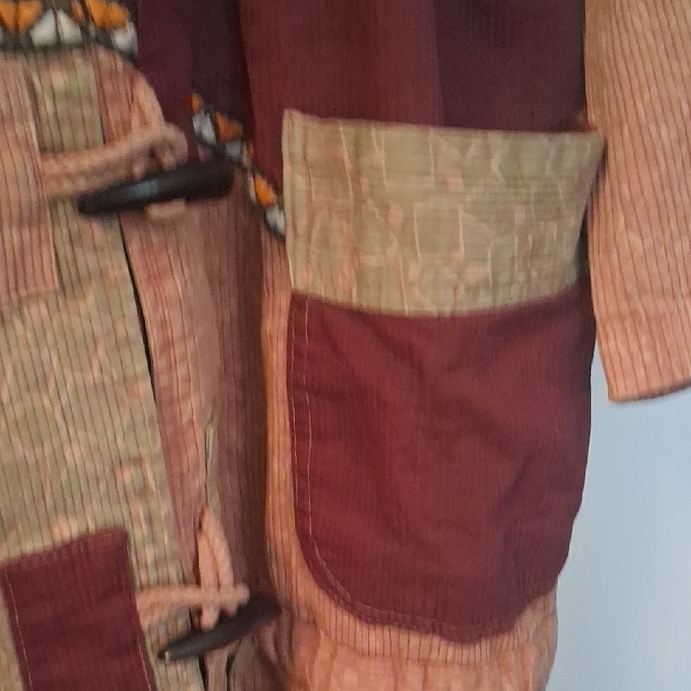 Boho Patchwork Hooded 1970s 80s Jacket in Earth Tones - Picture 6 of 16